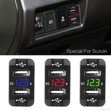 12V Dual USB Car Charger LED Voltmeter Power Adapter For Suzuki Toyota 40 x 20mm 10166 2024 - buy cheap