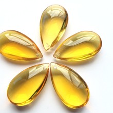 Linda (50 peças) 38mm lustre de cristal dourado gota de água pingentes ovais iluminação prismas parte cortina acessórios decoração