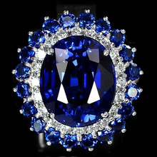 Anéis de pedra azul para as mulheres jóias de casamento branco strass cnbochon bague femme anillos mujer whelosale f5k146 2024 - compre barato
