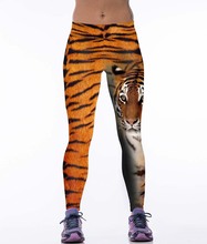 Женские эластичные леггинсы Galaxy с 3D-принтом оранжевого тигра 2024 - купить недорого