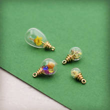 5set mini ball glass globe with 24k plated beads cap jewelry findings charms glass bottle glass vial pendant 2024 - buy cheap