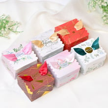 Sacos de papel para presente e casamento, caixa quadrada de doces para festa, chá de bebê, aniversário, chocolate, caixa de doces com fita, materiais para festas 2024 - compre barato