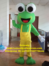 Чудесная зеленая лягушка бульлягушка жаба буфонид талисман костюм большой зеленый шар голова желтый комбинезон белые перчатки улыбка No.6836 FS 2024 - купить недорого