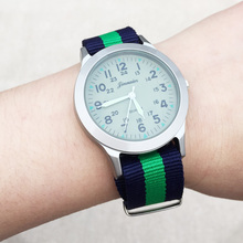 Relógio de pulso estilo arábico, relógio de pulso de quartzo de náilon para mulheres, meninos e crianças, com caixa de prata da moda 2024 - compre barato