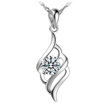 100% 925 sterling silver fashion sweet shiny crystal ladies'pendant necklaces short chain jewelry birthday gift wholesale cheap 2024 - buy cheap