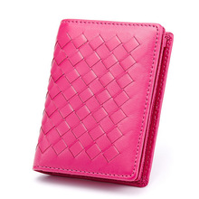 New Fashion Lambskin Genuine Leather Men Business Card Holder Knitting Pattern Credit Card Case Wallet With Coin Bag For Women 2024 - buy cheap