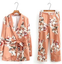 Women's 2019 spring and autumn new style wild suit + color casual pants elegant temperament suit fashion two-piece 2024 - buy cheap