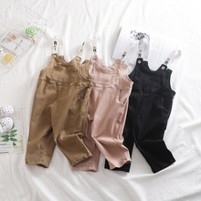 Baby Girl Jumpsuit Autumn 2019 Casual Korean Children's Overalls Boys Pants Fashion Pocket Toddler Kids Suspender Pant New 2024 - compre barato