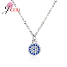 Collares de plata de ley 925 genuinos con Estilo Redondo azules para mujer, bonitos regalos de aniversario para mujer, opciones de diseño 2024 - compra barato