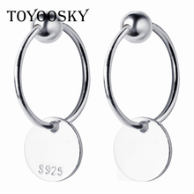 Toyota osky brincos de prata esterlina 925 real, redondos, geométricos, com clipe de orelha, para mulheres, meninas, adolescentes, joias de orelha 2024 - compre barato