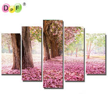 DPF 5D DIY Full Square Diamond Painting pink forset tree Multi-picture Combination Embroidery Cross Stitch Mosaic Decor 2024 - buy cheap