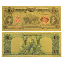 1901Year US 10 Dollar Colored Metal Gold Foil Banknote Home Decoration Gift 2024 - buy cheap