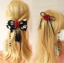 Handmade DIY hair accessories Gothic LOLITA Lolita bow hair clips Siamese bangs clip headband KC side clip 2024 - buy cheap