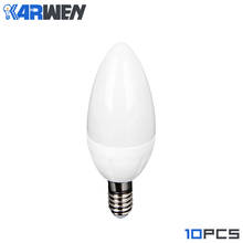 KARWEN E14 Светодиодная лампа для свечей AC 220V Светодиодная лампа для свечей люстра лампа 3W декоративная лампа теплая/белая энергосберегающая 10 шт./лот 2024 - купить недорого