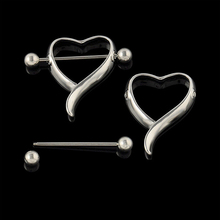 Mais novo estilo unissex joias cirúrgicas de aço inox coração corpo mamilo barra de barra de piercing de barra 2024 - compre barato