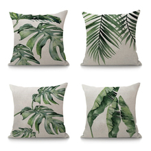Funda de cojín para sofá, cubierta de almohada de plantas tropicales, hojas de palma, Cactus, plantas verdes 2024 - compra barato