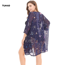 TUHAO Plus Size 3XL Boho Bohemian Blouses for Women Print Casual Summer Tops Loose Beach Three Quarter Sleeve Kimono BC169 2024 - buy cheap