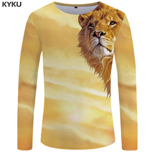 KYKU León Camiseta larga amarillo, Animal T camisa espacio 3d imprimir camiseta de Hip Hop manga larga camisa Punk Rock para hombre ropa nueva 2024 - compra barato