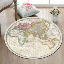 World Map Round Floor Carpet Home Decor Living Room Bedroom Area Rug Non-slip Crawling Mat Yoga Rug 2024 - buy cheap