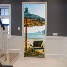 77*200 см наклейка на дверь для пляжного отдыха самоклеющиеся водонепроницаемые съемные обои DIY наклейки для домашнего декора для гостиной спальни 2024 - купить недорого