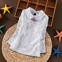Autumn 2018 School Girls White Blouse Long Sleeve Lace Shirts Kids Cotton Shirt Baby Girl Tops Children Clothes 6 8 10 12 Years 2024 - buy cheap