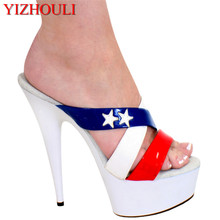 6 Inch Woman Platform High Heel American Sandals 15cm Stiletto With White Star Slippers Hand Made Sexy High Heel Sandals 2024 - buy cheap