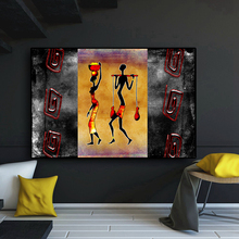 Figura de trabajo abstracta de hombre y mujer africana, pintura al óleo sobre lienzo, carteles e impresiones, Cuadros artísticos en la pared, imagen para sala de estar 2024 - compra barato