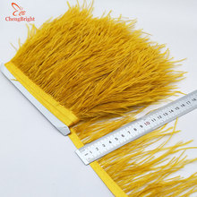ChengBright Wholesale High Quality 10Yards Gold real Ostrich Feather Ribbon Ostrich Feathers Trim Fringe Clothing Decoration 2024 - buy cheap