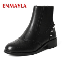 ENMAYLA-Botines De punta redonda para Mujer, calzado sencillo básico, color negro, Size34-39 grande, ZYL1906 2024 - compra barato