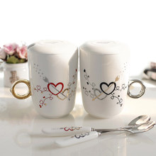 Creative Lovers Mugs A Pair Diamond Ring Cups With Lid Creative Water Cups Milk Coffee Tea Juice Home Drinkware Gift Box 2024 - buy cheap