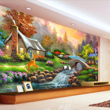 Custom wallpaper 3d photo murals papel de parede bridge water family fairyland landscape oil painting TV background wall paper 2024 - buy cheap