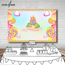 Sensfun фото фон Candyland красочные конфеты бар замок девушки день рождения фоны для фотостудии 7x5FT винил 2024 - купить недорого