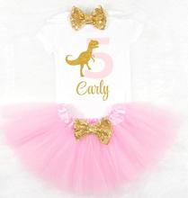 personalize Dinosaur girl boy birthday Newborn infant bodysuit onepiece Tutu Dress romper Outfit Sets baby shower party gifts 2024 - buy cheap