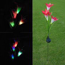 Seven-color Discoloration 4 Solar Lily Lantern Outdoor LED Simulation Lantern LED Lawn Light Pole Light 2024 - buy cheap