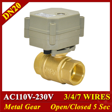 AC110V-230V 3/4/7 Wires Brass 3/4'' Water Electric Valves TF20-B2-C Metal Gear 2 Way DN20 Motorized Ball Valves Fast Open 2024 - buy cheap