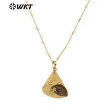 Collar de concha de WT-JN077 para mujer, colgante de trompeta bañada en oro completo, collar de concha marina Natural 2024 - compra barato