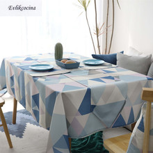 Toalha de mesa com triângulos azuis, cobertura transparente de mesa, multifunção, para casa, hotel e restaurante, frete grátis 2024 - compre barato