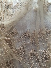 Laço de tule bordado tecido moda africano tecido de renda líquida com miçangas SYJ-7281 para vestido de noiva 2024 - compre barato