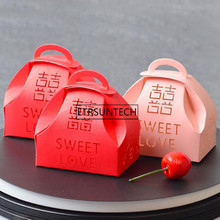 Свадебная коробка конфет Лазерная резка Двойное счастье пользу бумажная коробка шоколада симпатичная Подарочная коробка для вечеринок 200 шт./лот 2024 - купить недорого
