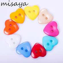 Misaya, 2 отверстия, 100 шт., цветные пуговицы в форме сердца, 15x15 мм, пластиковые пуговицы для пришивания, принадлежности для одежды 2024 - купить недорого