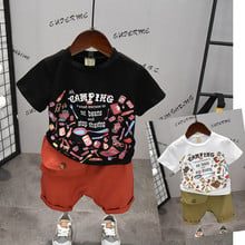 2019 Retail Children's clothing short-sleeved T-shirt suit 2019 new 2-3-4-5-6-7 years old boy summer two-piece tide 92 2024 - buy cheap