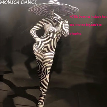 Women Sexy Stage Jumpsuit 3D Printed Zebra Pattern Bodysuit Nightclub Party Celebrate Show Dancer Costumes 2024 - buy cheap