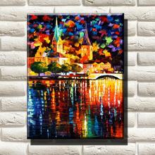 Free Shipping Wall Art Decor Picture Impressionist Landscape Oil Painting Canvas Hand Made Night Scene Oil Painting On Canvas 2024 - buy cheap