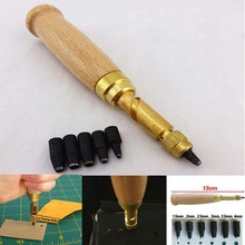 Herramienta Manual de artesanía de cuero prensado, correa de cuero para coser, conjunto de tornillo a golpe, mango de madera con perforador de 1,5mm-4mm 2024 - compra barato