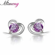 100% 925 Sterling Silver Jewelry Heart-shaped Earrings  Jewelry Sterling Silver Stud Earrings 2024 - buy cheap