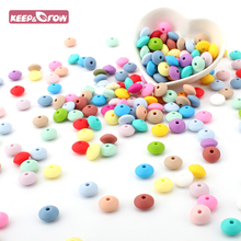 Keep&Grow 50Pcs 12MM Lentil Silicone Beads BPA Free Baby Teethers Food Grade Abacus beads For Baby Nursing Pacifier Chain Making 2024 - buy cheap