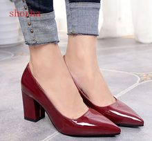 Autumn Elegant Plus Size Women shoes Pumps Ladies Shallow Slip On Pointed Toe High Heels Wedding Shoes Thick Heel Footwear 2024 - buy cheap