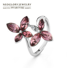 Neoglory Австрия Кристалл & Auden Стразы перстень изысканный дизайн бабочки сплав покрытый элегантный подарок для женщин 2024 - купить недорого