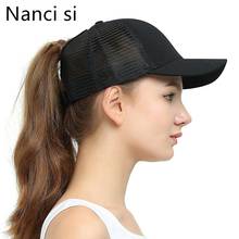 Nanci si 2019 New Arrivals Solid Color Ponytail Hair Baseball Cap Women Messy Bun Baseball summer Hat Snapback For Women Girl 2024 - buy cheap