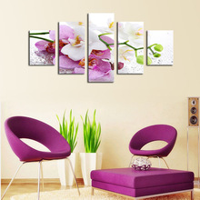 Phalaenopsis-conjunto de pintura em tela grande hd, 5 painéis, tela de 2017, impressão, arte de parede, imagem moderna 2024 - compre barato